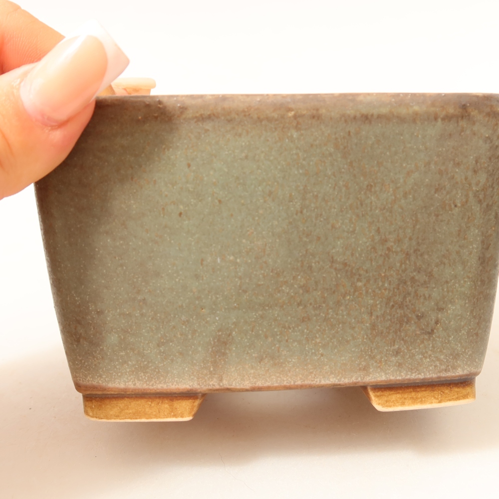 Keramische bonsaipot 10,5 x 10,5 x 7 cm, kleur groen