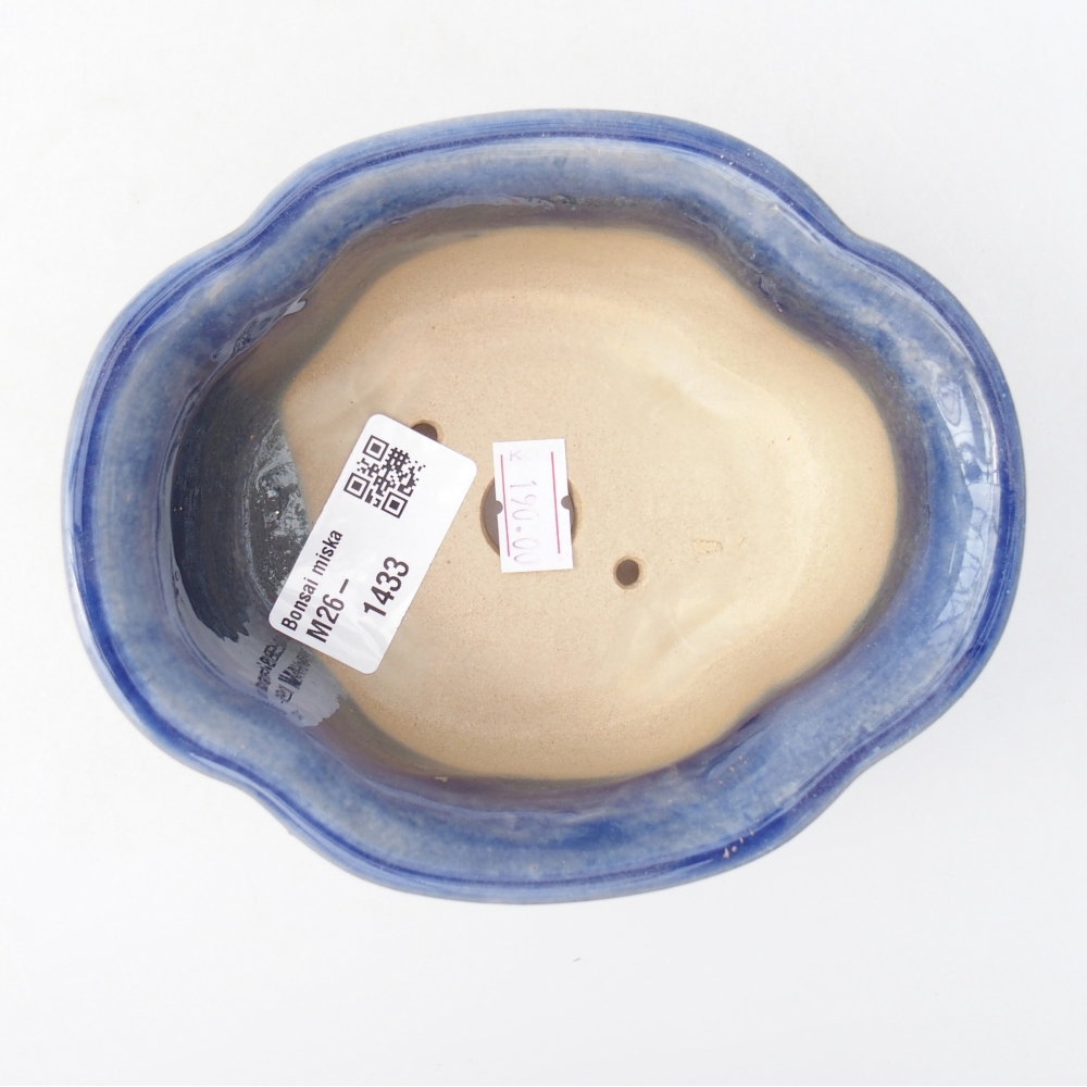 Bonsaischaal van keramiek 13,5 x 11 x 5,5 cm, kleur blauw