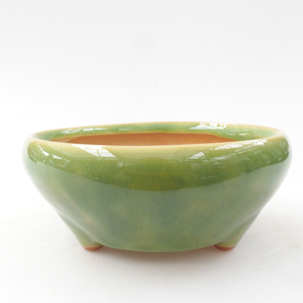 Bonsaischaal van keramiek 11 x 11 x 5 cm, groen
