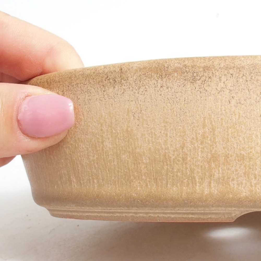 Bonsaischaal van keramiek 16,5 x 11 x 4 cm, kleur beige