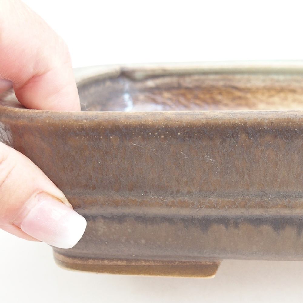 Bonsaischaal van keramiek 21,5 x 17,5 x 5,5 cm, bruin