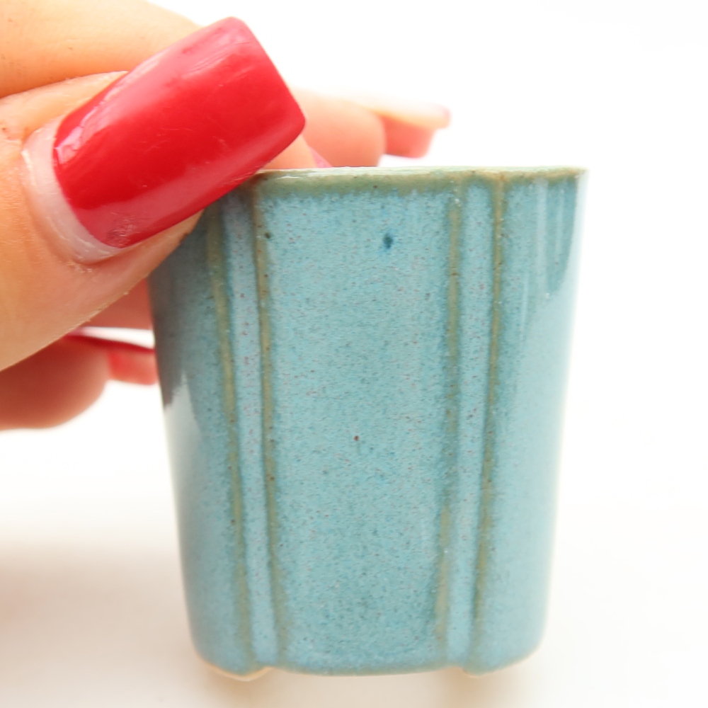 Bonsaischaaltje van keramiek 4 x 4 x 4,5 cm, kleur blauw