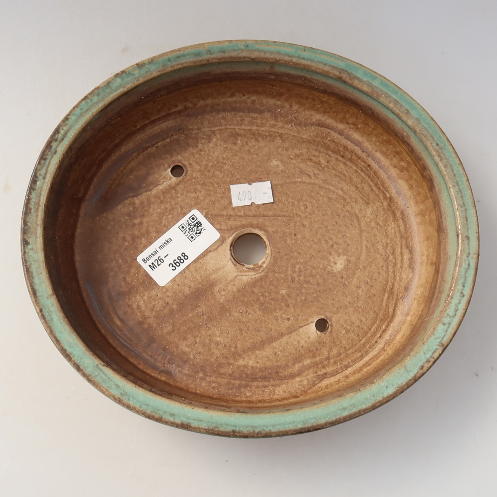 Bonsaischaal van keramiek 21 x 19 x 5 cm, groen