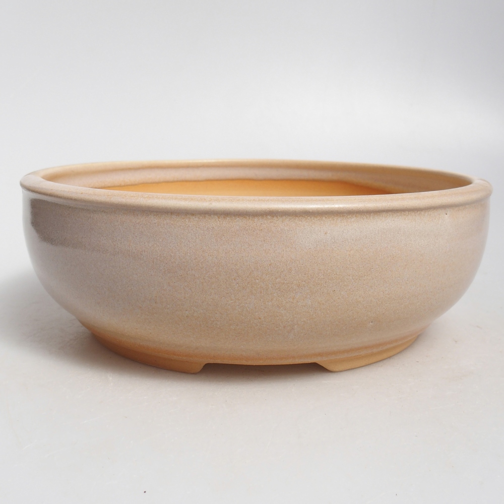 Bonsaischaal van keramiek 21 x 21 x 7 cm, kleur beige