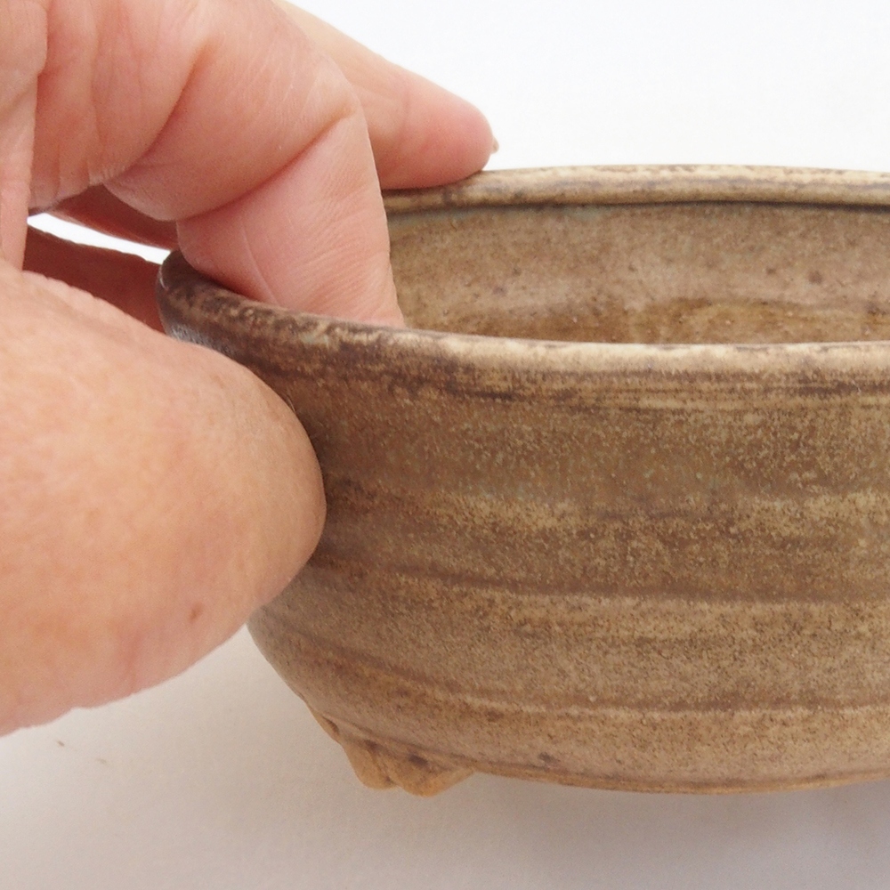 Bonsaischaal van keramiek 10 x 8,5 x 4 cm, bruin