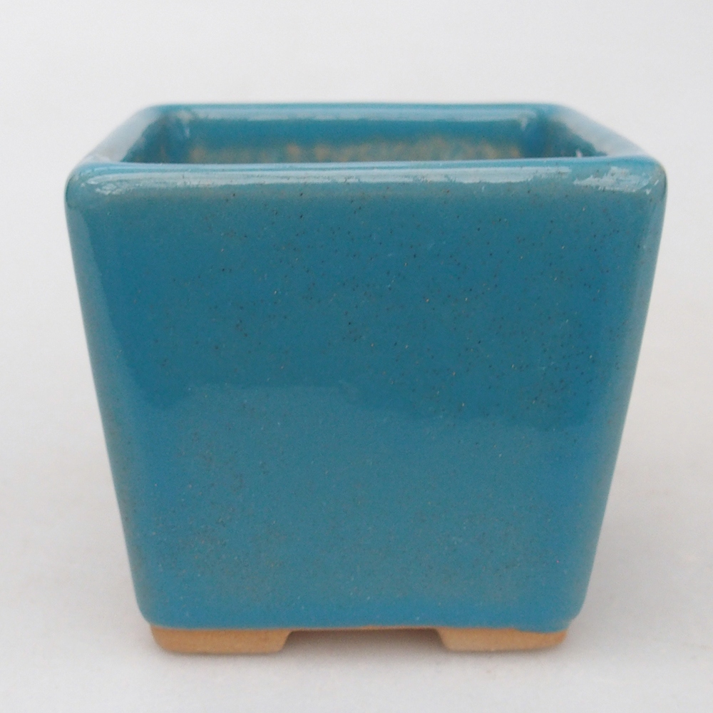 Bonsaischaal van keramiek 7,5 x 7,5 x 7 cm, kleur blauw