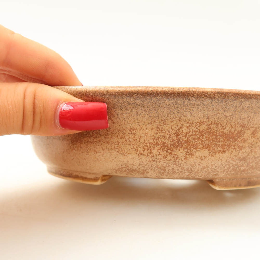 Keramische bonsaischaal 15,5 x 14,5 x 4 cm, kleur: roze