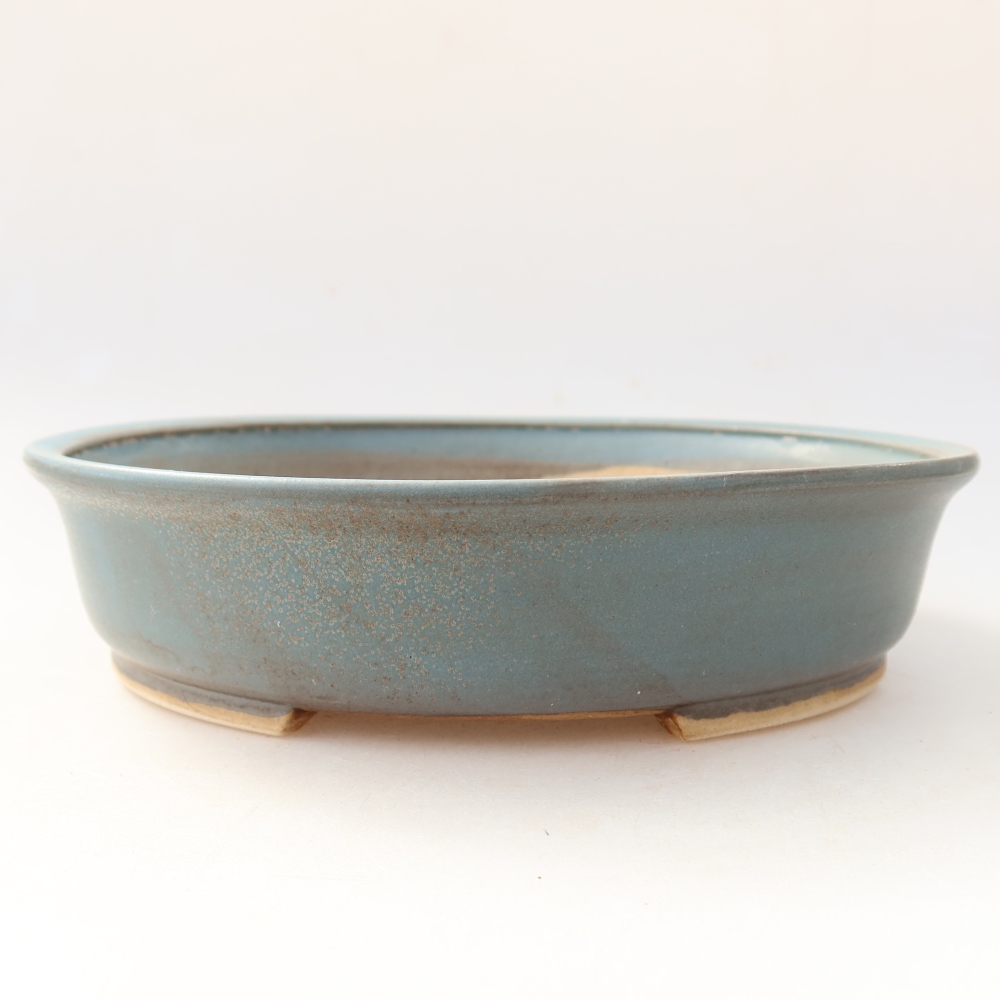 Bonsaischaal van keramiek 21 x 19 x 5 cm, kleur blauw