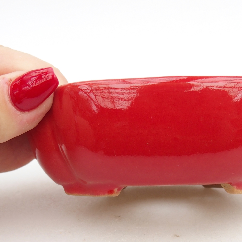 Bonsaischaal van keramiek 26 x 26 x 8 cm, kleur rood