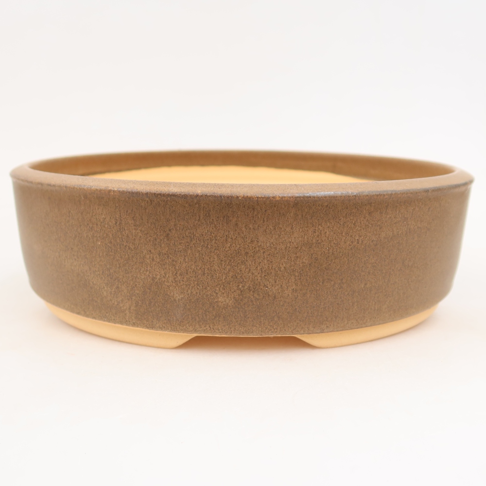 Keramische bonsaischaal 26 x 26 x 7 cm, kleur bruin