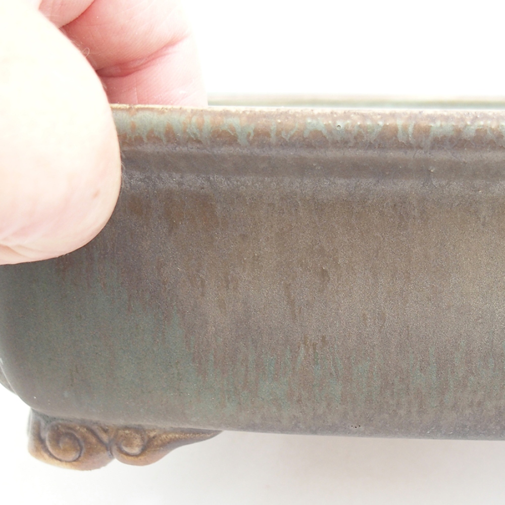 Bonsaischaal van keramiek 24,5 x 19 x 7 cm, groen