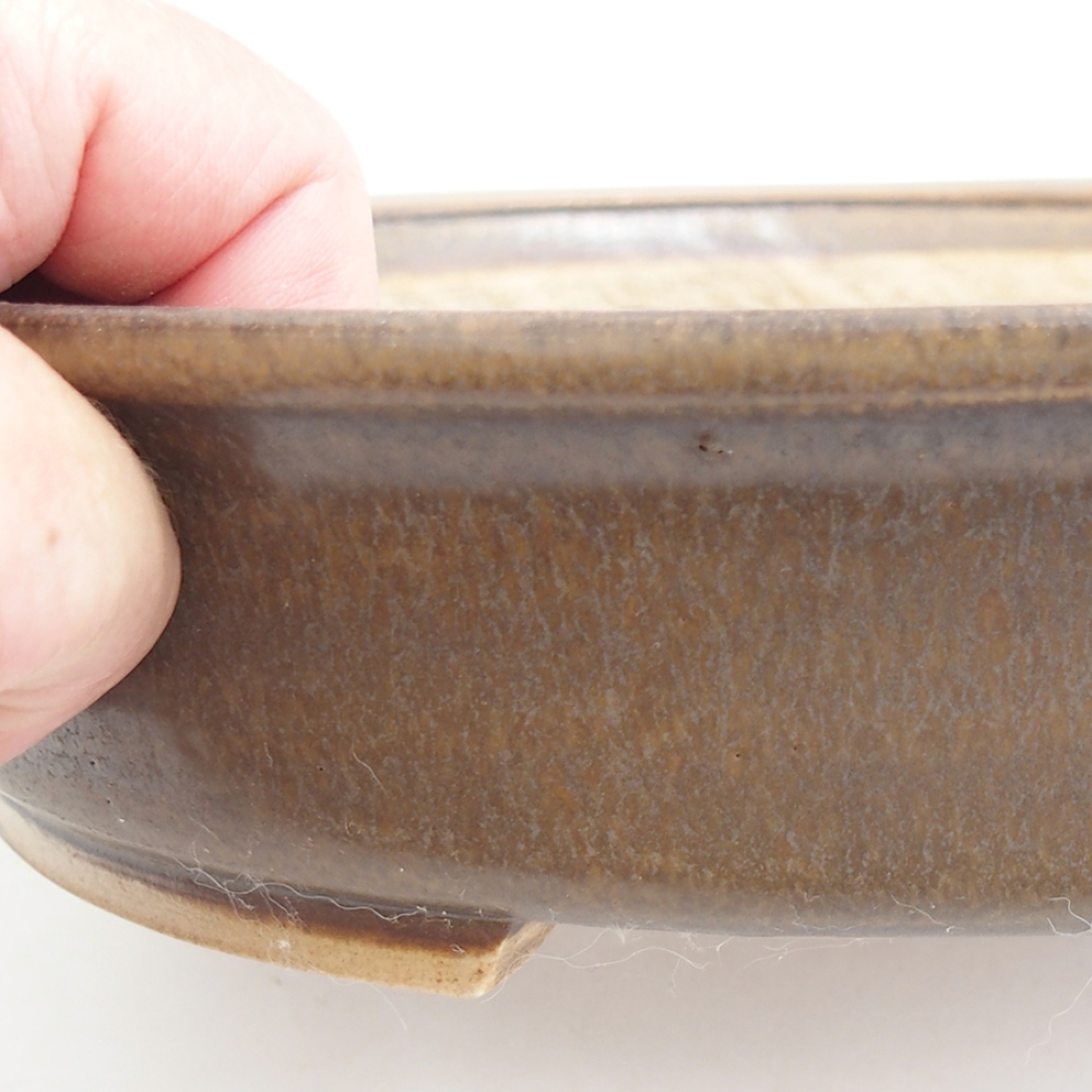 Bonsaischaal van keramiek 25,5 x 23 x 5,5 cm, bruin