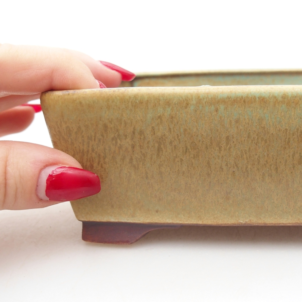 Bonsaischaal van keramiek 15 x 12 x 5 cm, groen