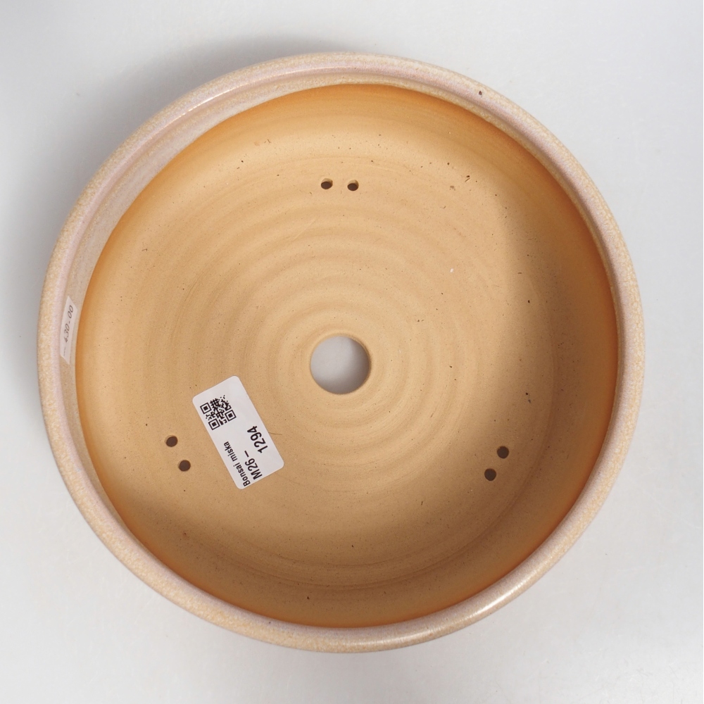 Bonsaischaal van keramiek 20,5 x 20,5 x 6 cm, kleur beige