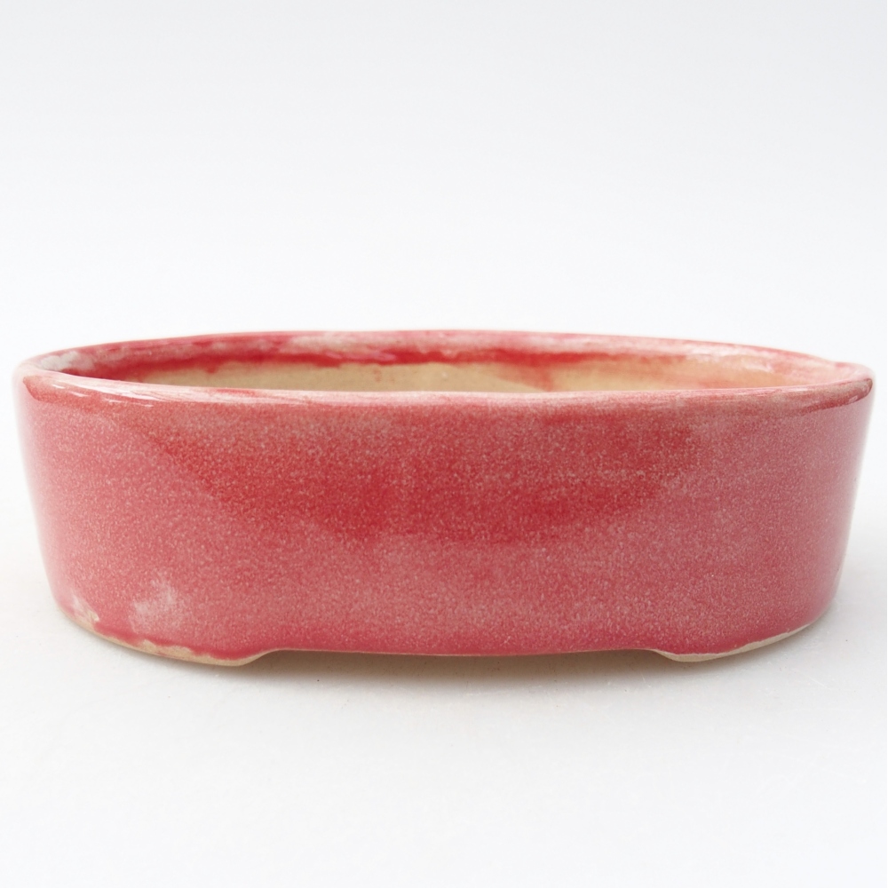 Bonsaischaal van keramiek 12,5 x 10 x 3,5 cm, kleur rood