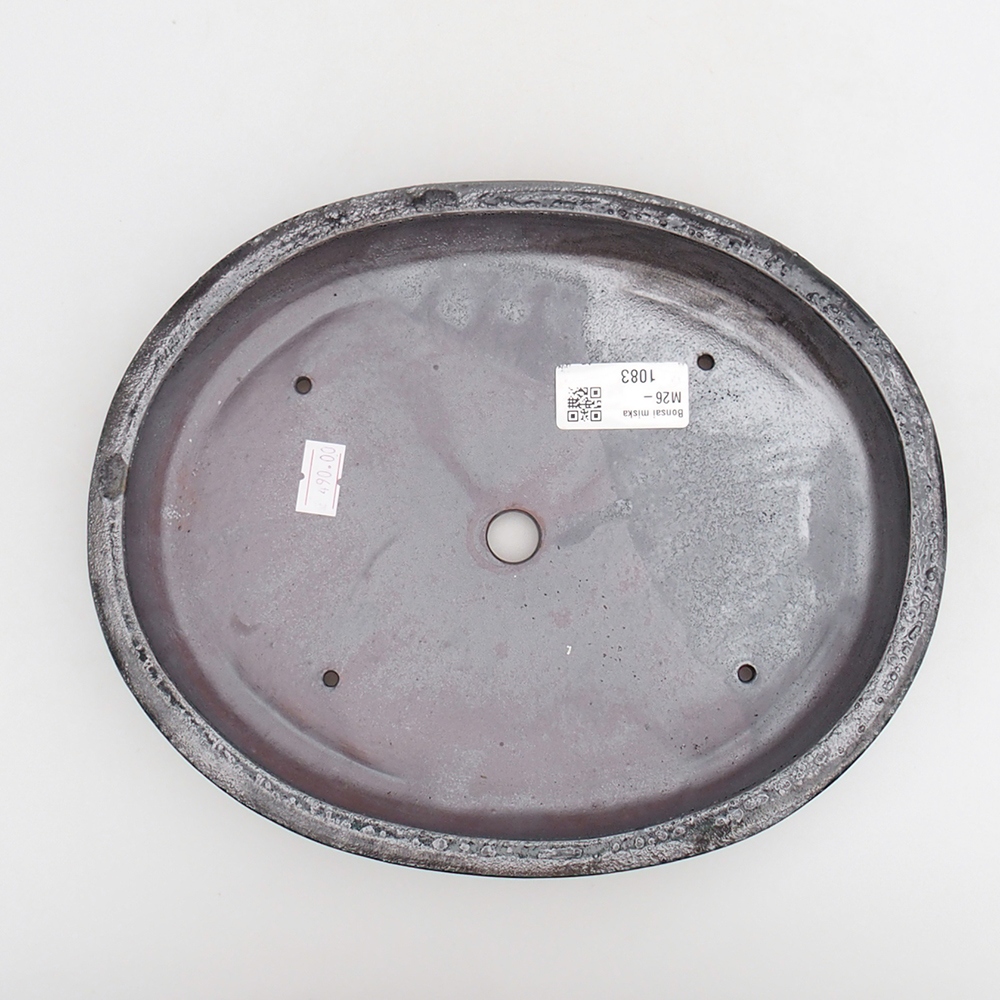 Bonsaischaal van keramiek 24 x 19,5 x 4 cm, kleur zwart-groen