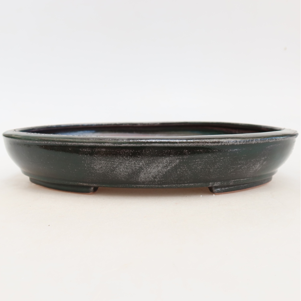 Bonsaischaal van keramiek 24,5 x 20 x 4 cm, groen