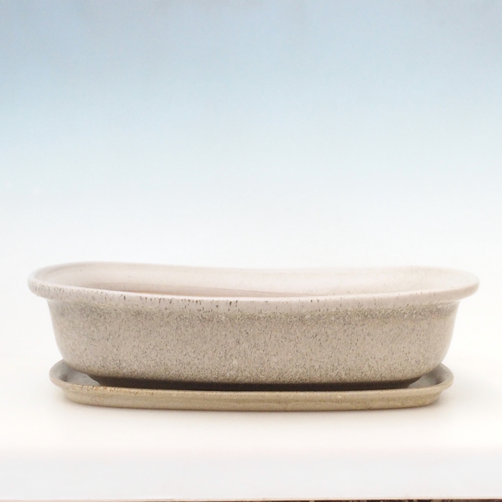 Bonsai kom + schotel H10 - 37 x 28 x 9 cm - beige