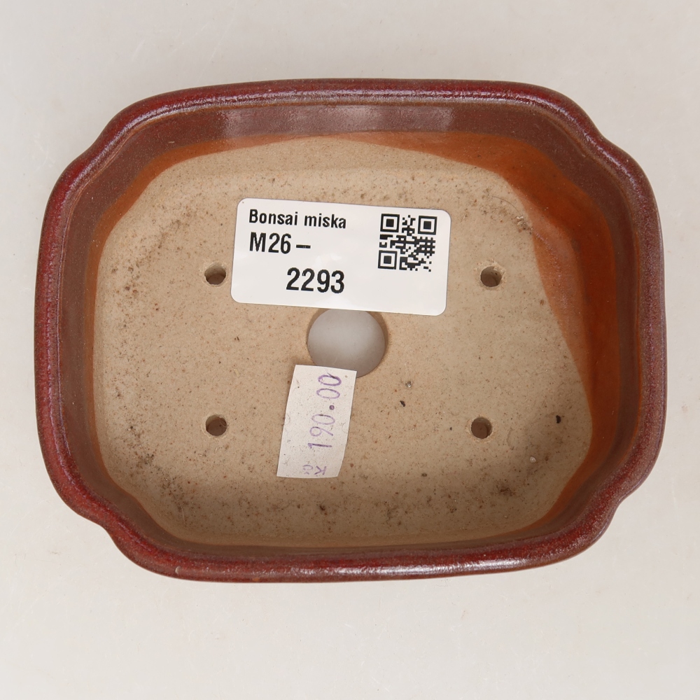 Keramische bonsaipot 10,5 x 8 x 4 cm, kleur bordeauxrood