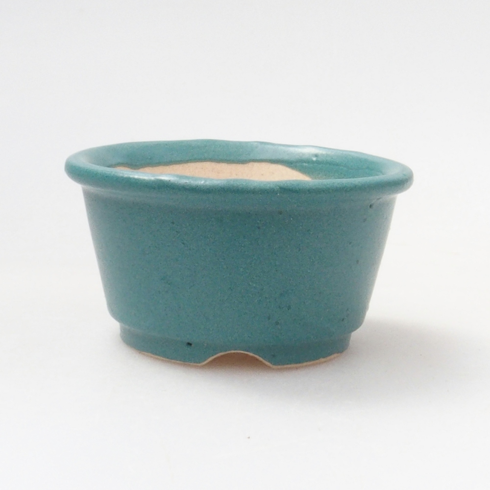 Bonsaischaal van keramiek 6,5 x 5,5 x 4 cm, kleur blauw