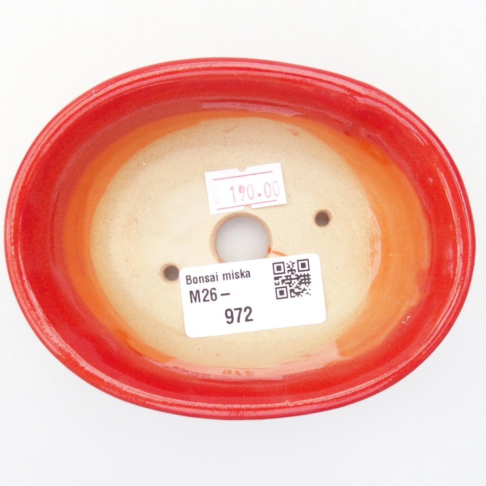 Bonsaischaal van keramiek 11 x 8,5 x 4 cm, kleur rood