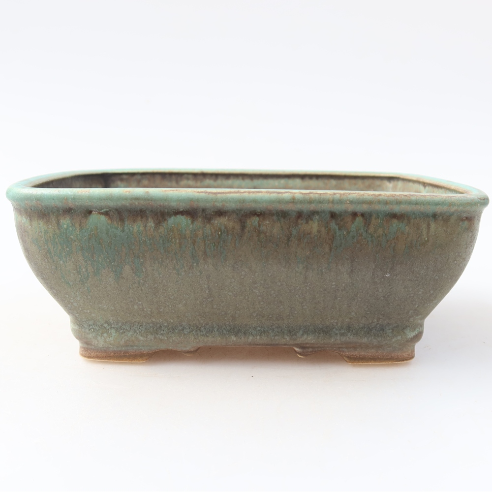 Bonsaischaal van keramiek 15 x 12,5 x 5,5 cm, groen