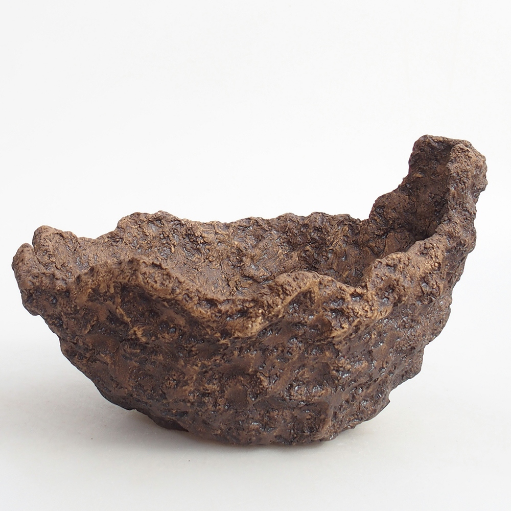 Keramische schaal 19 x 15 x 14 cm , kleur bruin