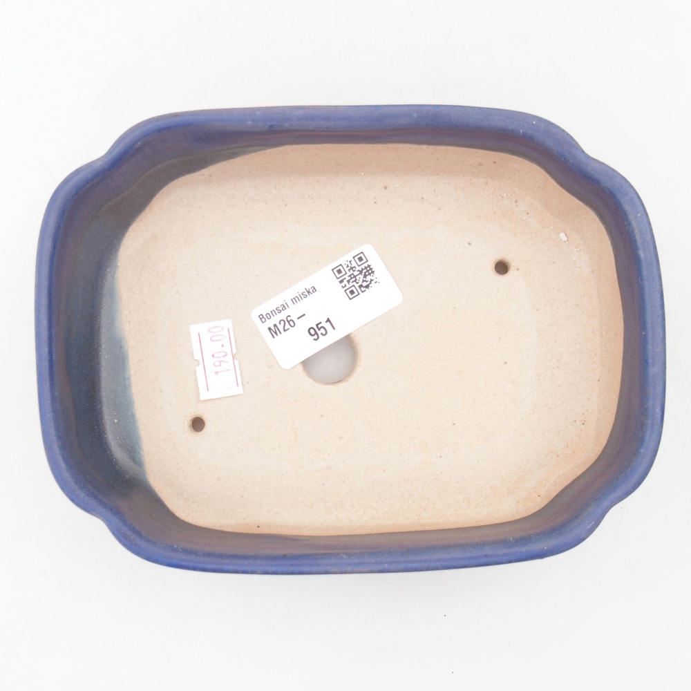 Bonsaischaal van keramiek 15,5 x 11,5 x 4 cm, kleur blauw