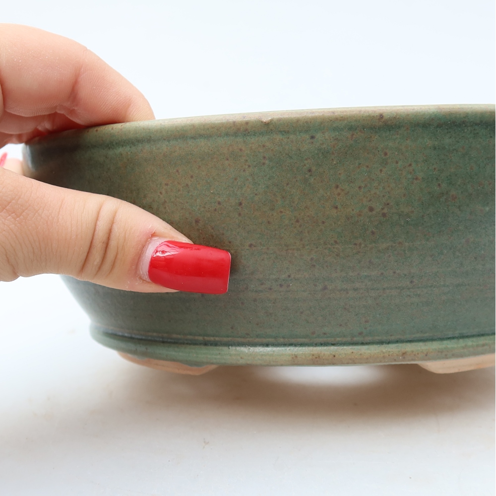 Keramische bonsaischaal 18 x 18 x 6,5 cm, kleur: groen
