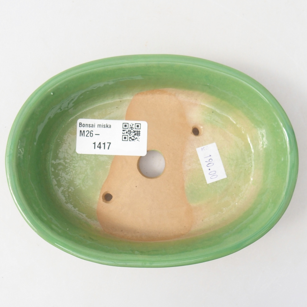 Bonsaischaal van keramiek 14,5 x 10,5 x 3,5 cm, groen