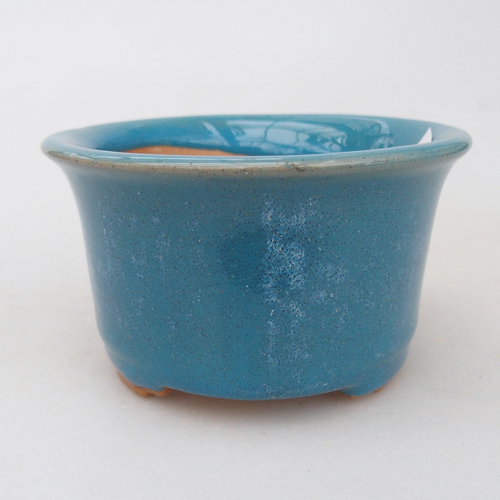 Bonsaischaal van keramiek 9 x 9 x 5 cm, kleur blauw