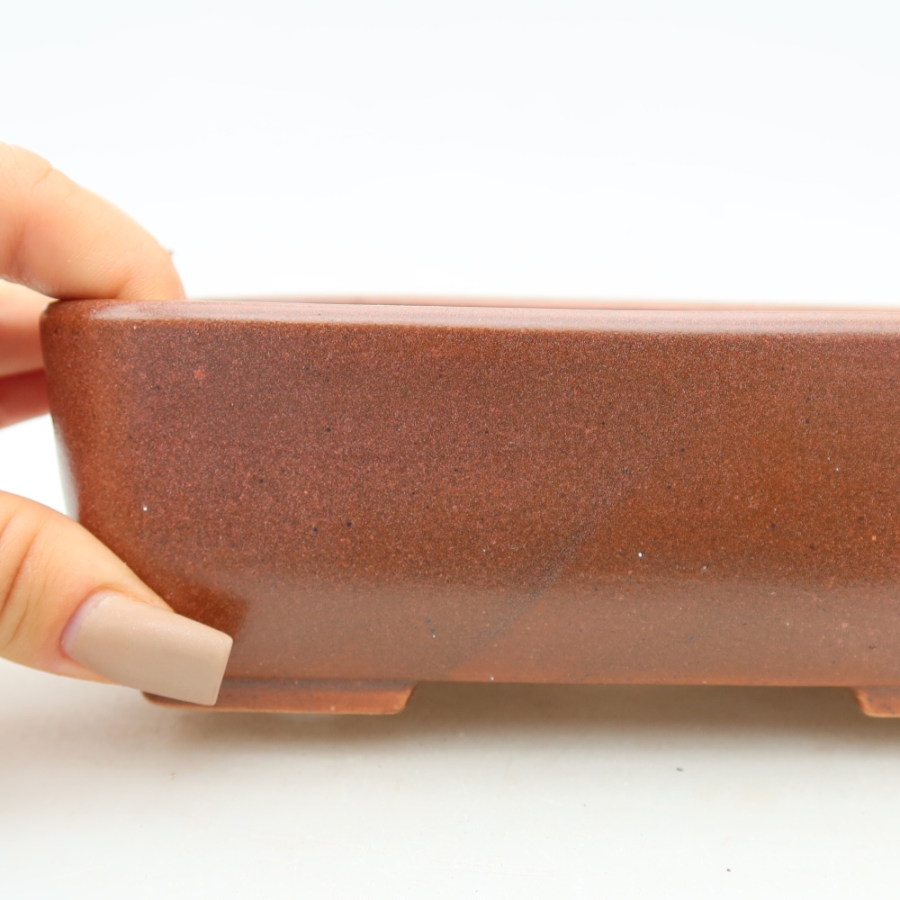 Keramische bonsaipot 16 x 10,5 x 5,5 cm, kleur bordeauxrood