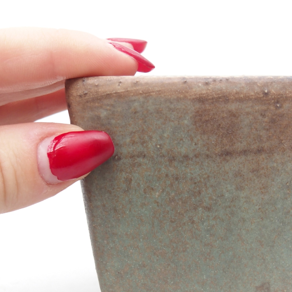 Bonsaischaal van keramiek 7,5 x 7,5 x 7,5 cm, groen