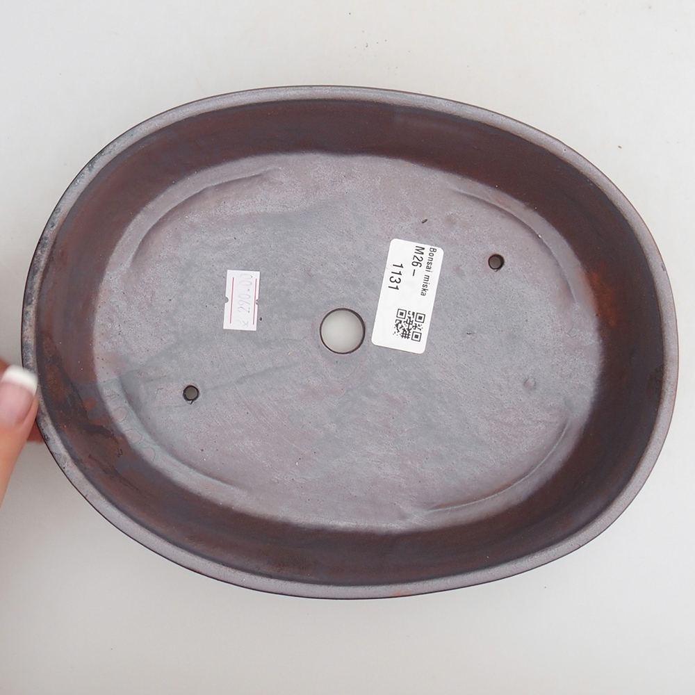 Bonsaischaal van keramiek 21,5 x 17 x 5 cm, metaalkleur