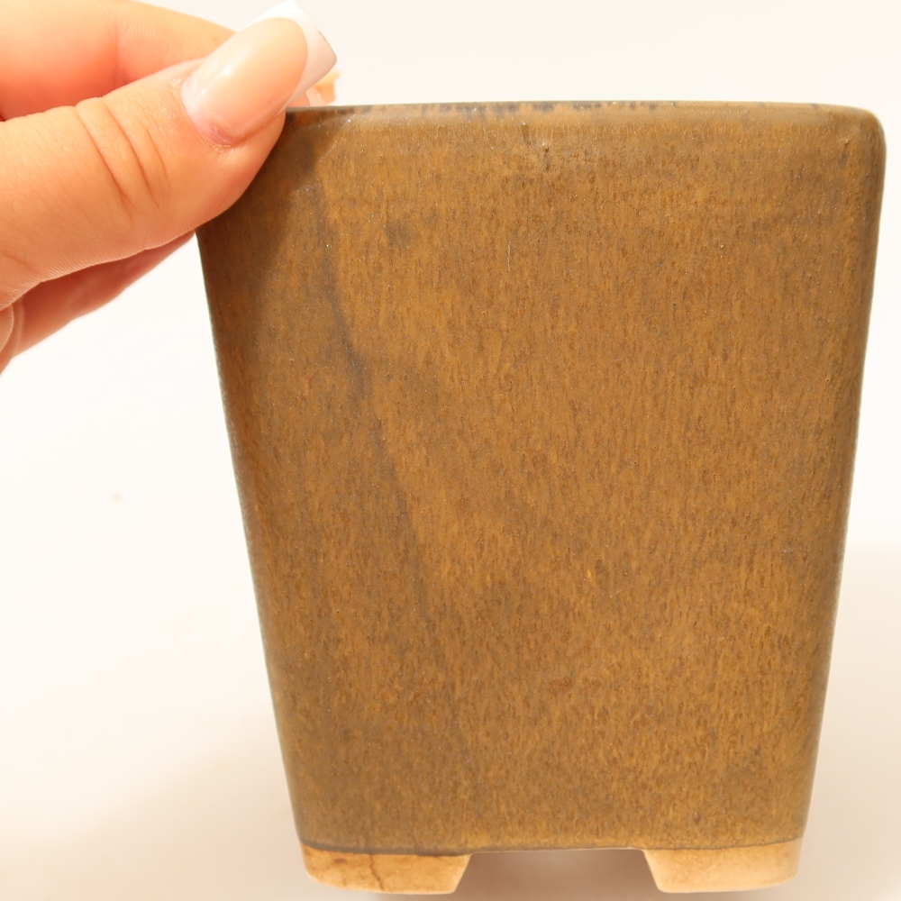 Keramische bonsaipot 10,5 x 10,5 x 12 cm, kleur bruin