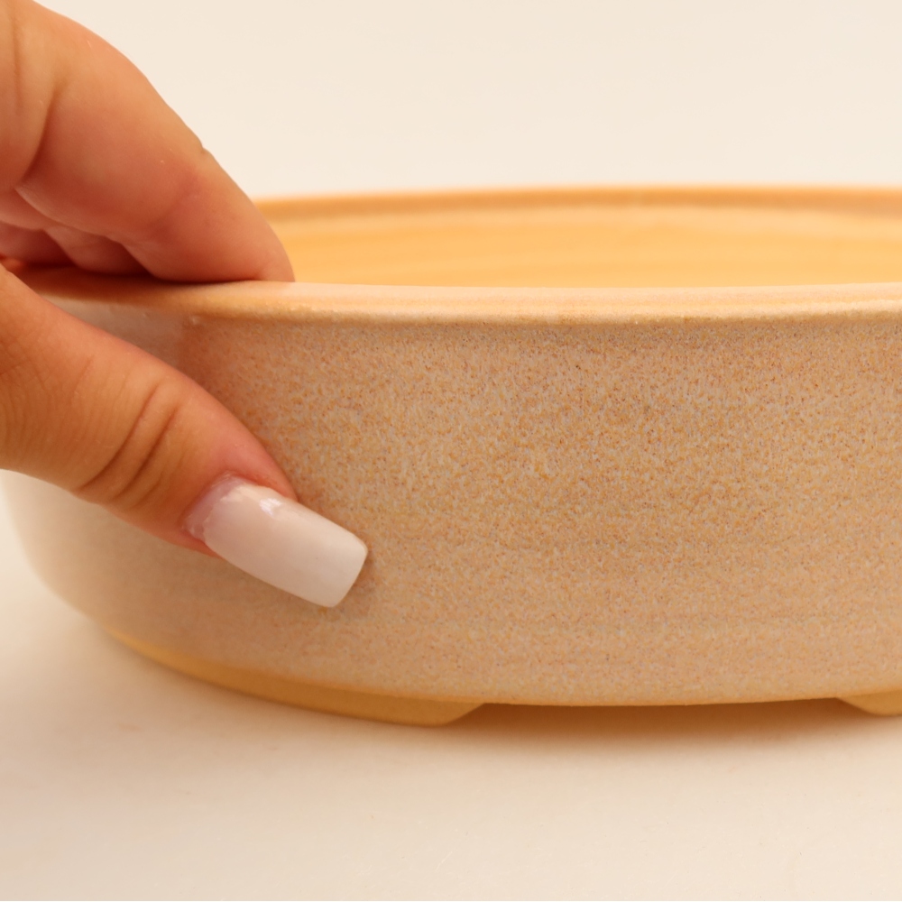 Keramische bonsaipot 26 x 26 x 6,5 cm, kleur beige