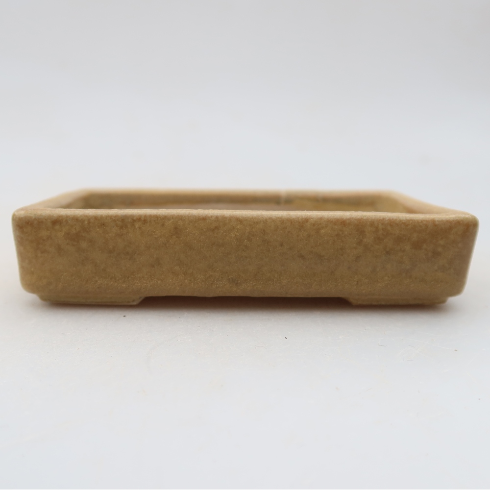 Bonsaischaal van keramiek 10 x 7 x 2 cm, kleur beige