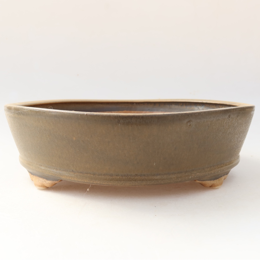 Bonsaischaal van keramiek 21,5 x 21,5 x 6 cm, bruin