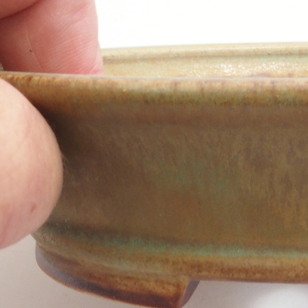 Bonsaischaal van keramiek 10 x 8,5 x 4 cm, bruin