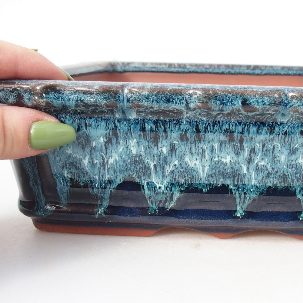 Kom 32 x 22,5 x7 cm blauw en wit