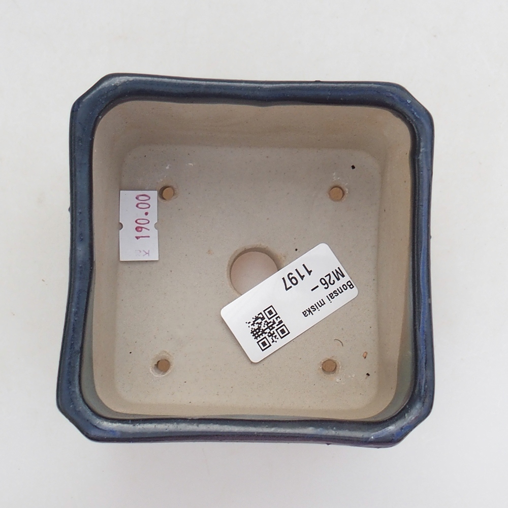 Bonsaischaal van keramiek 9 x 9 x 7 cm, kleur blauw