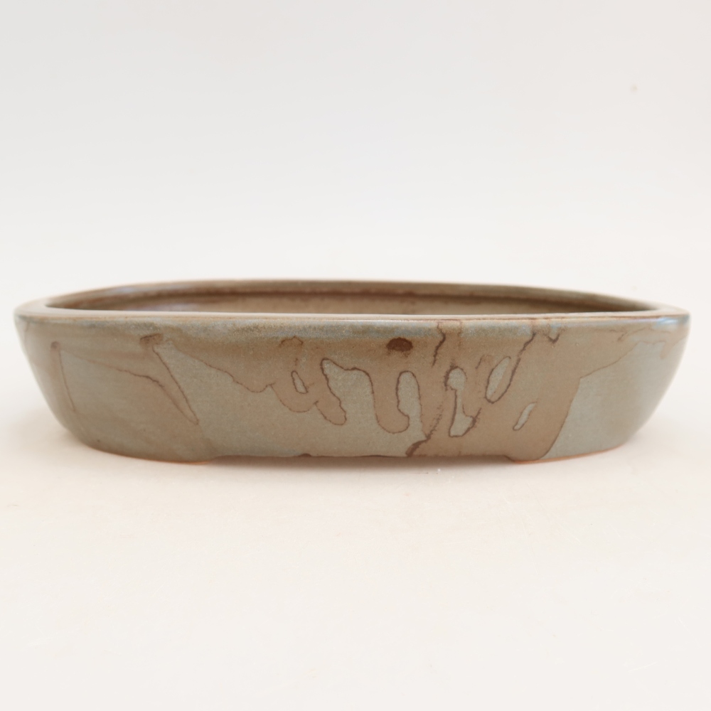 Keramische bonsai-schaal 22 x 17 x 4 cm, kleur bruinblauw