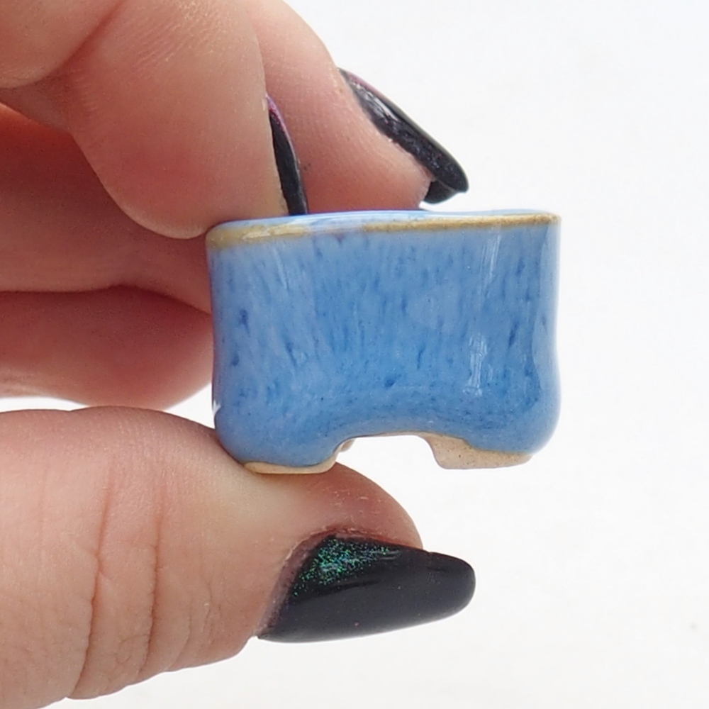 Mini bonsaischaal 2,5 x 2,5 x 1,5 cm, kleur blauw