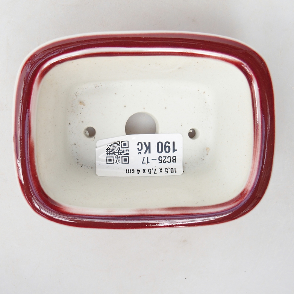 Bonsaischaal van keramiek 10 x 7,5 x 4 cm, kleur rood