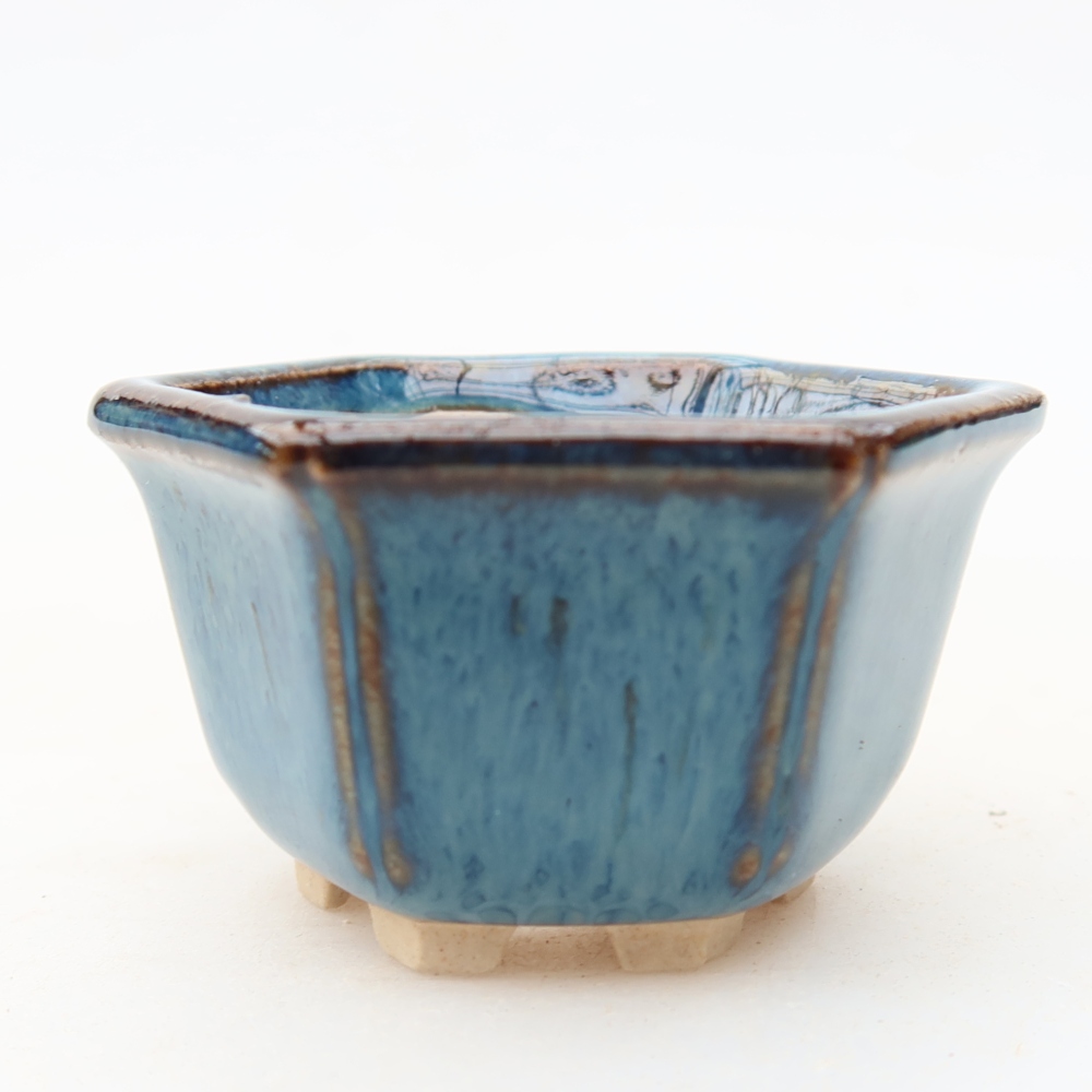 Keramische bonsaipot 5,5 x 5 x 3 cm, kleur: blauw
