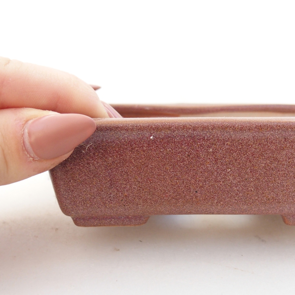 Bonsaischaal van keramiek 26 x 26 x 8 cm, kleur rood