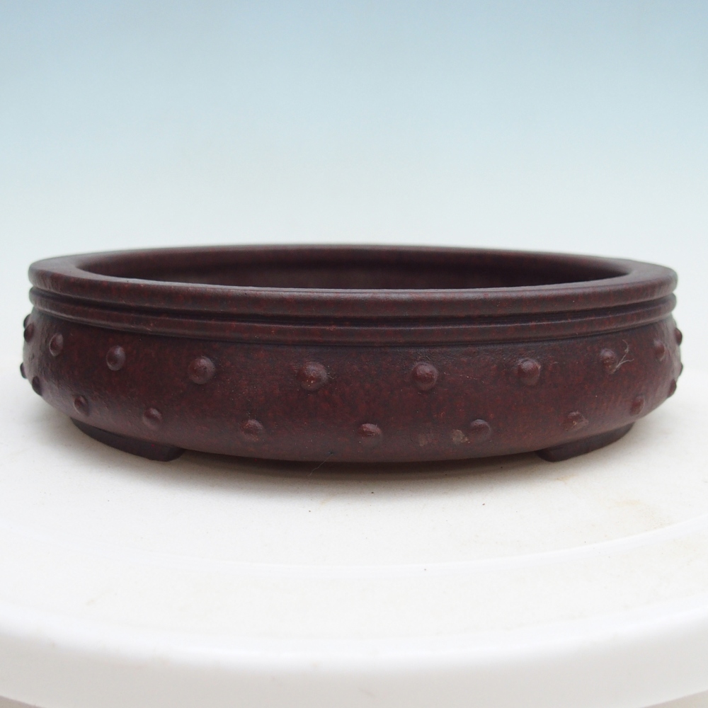 Bonsaischaal van keramiek 17,5 x 17,5 x 4 cm, bruin