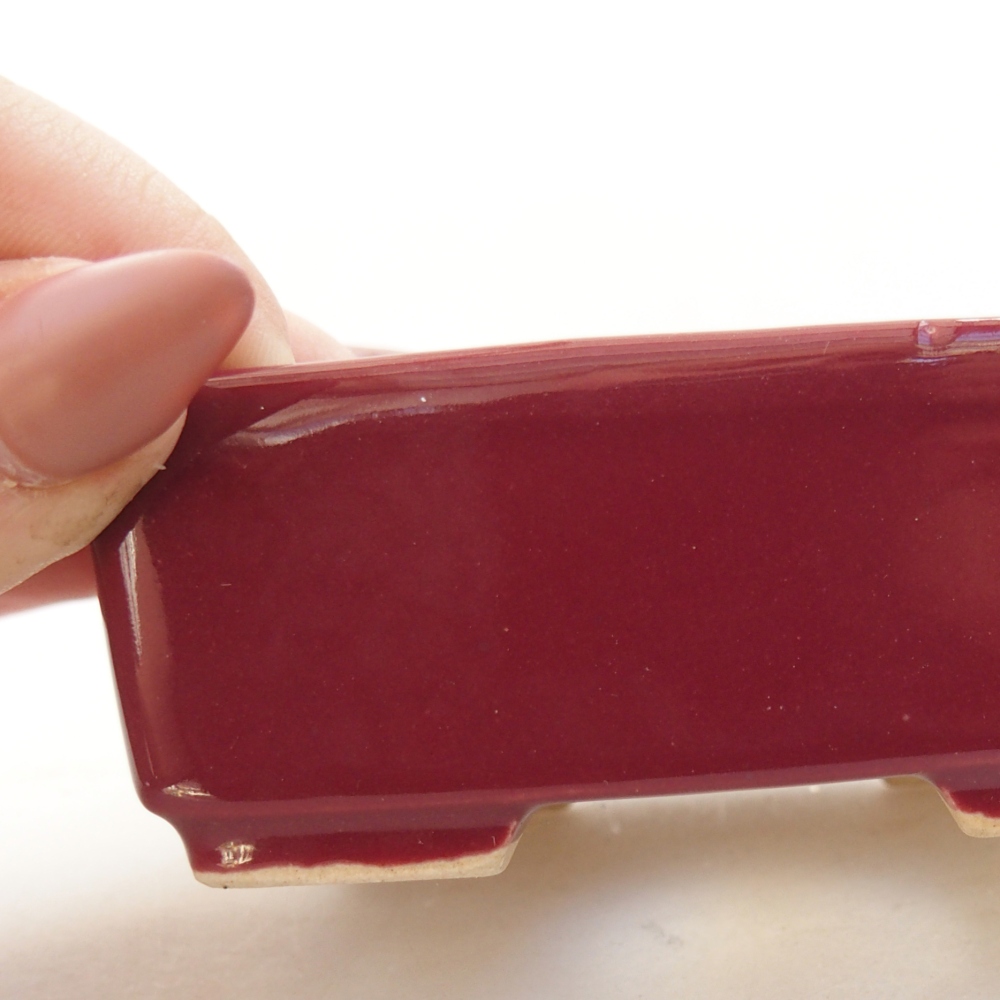 Bonsaischaal van keramiek 26 x 26 x 8 cm, kleur rood