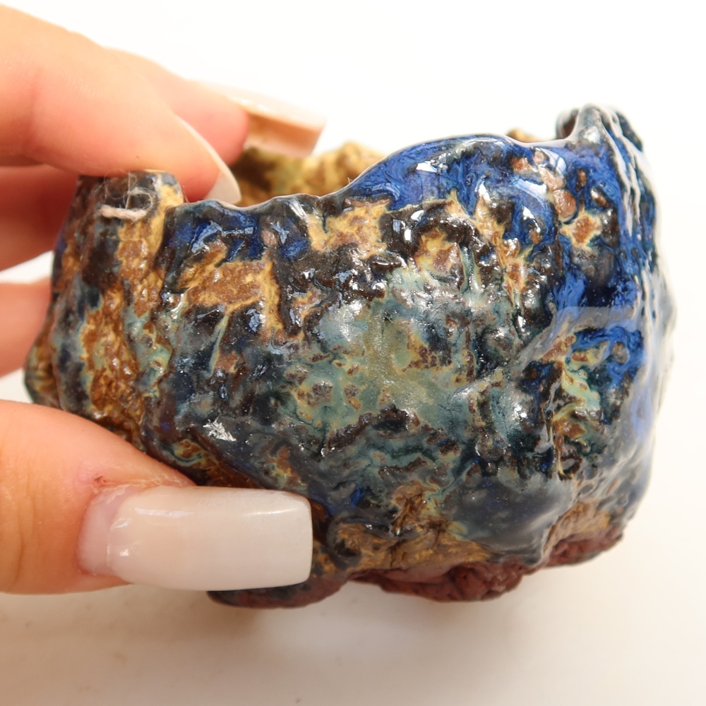 Keramische schaal  7 x 7 x 5,5 cm, kleur blauwbruin