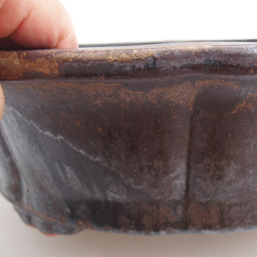 Bonsaischaal van keramiek 26 x 26 x 8 cm, metaalkleur